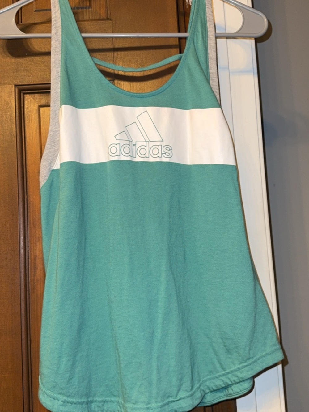 adidas Teal & White Logo Athletic Tank